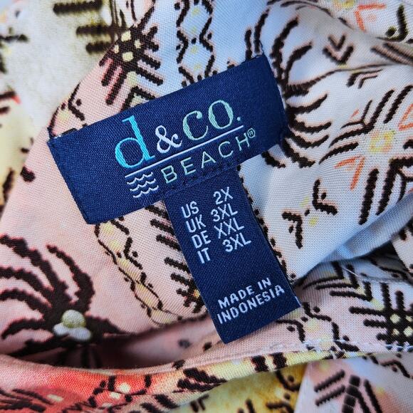 Denim & Co Beach Mens Tropical Beach Vacation Hawaiian Polo Short Sleeve Size 2x - Picture 3 of 8